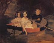Karl Briullov Portrait of the Artist with Baroness Yekaterina Meller-akomelskaya and her Daughter in a Boat oil painting reproduction